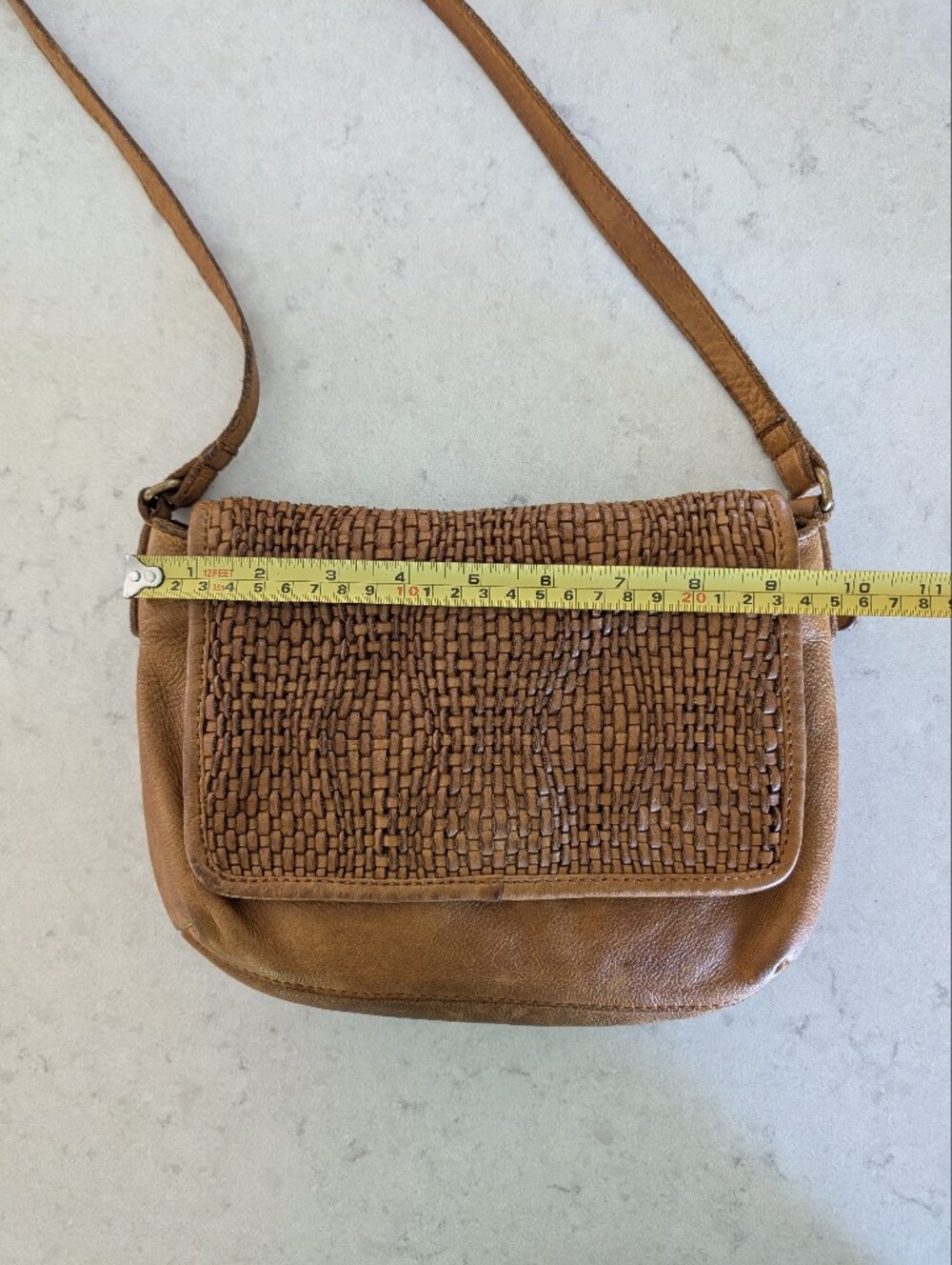 Vilenca Holland Soft Brown Leather Shoulder Bag Purse Woven Leather Front - Picture 9 of 15